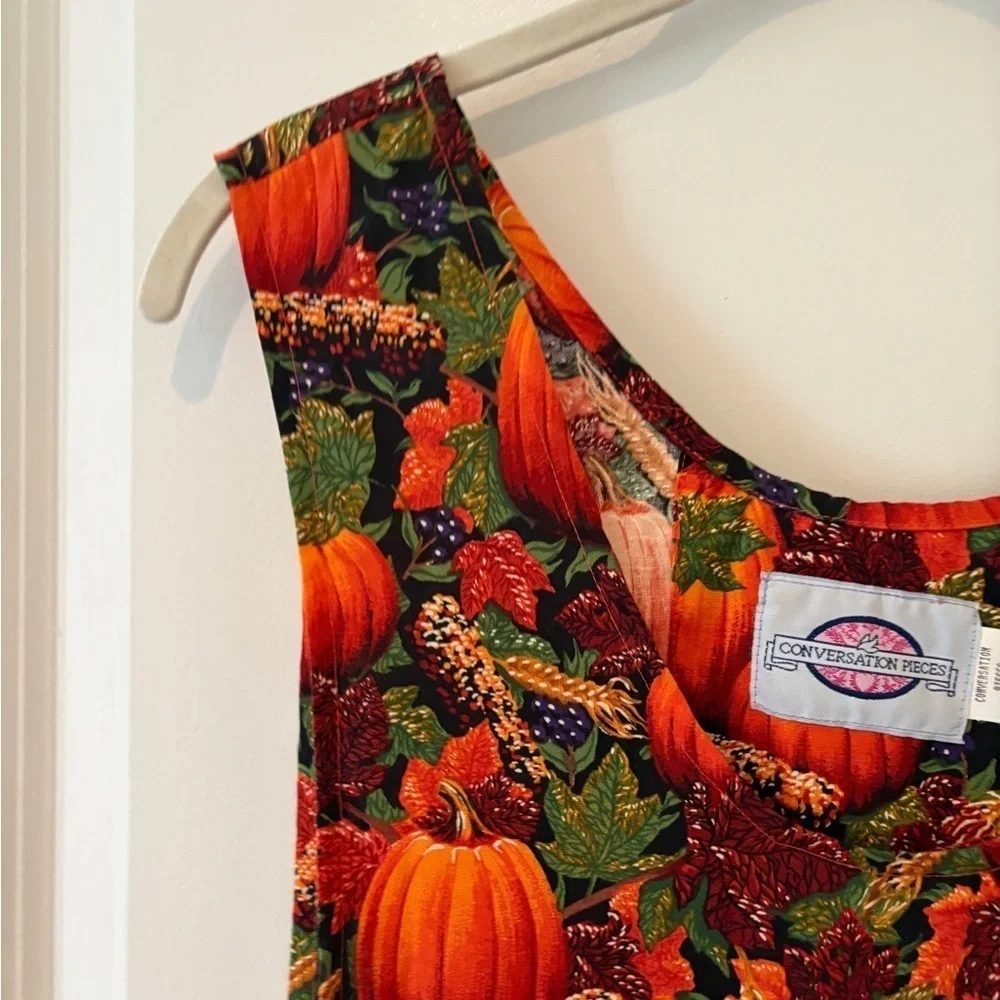 Conversation Piece Gorgeous Pumpkin  Fall Festival Dress w/pockets L
